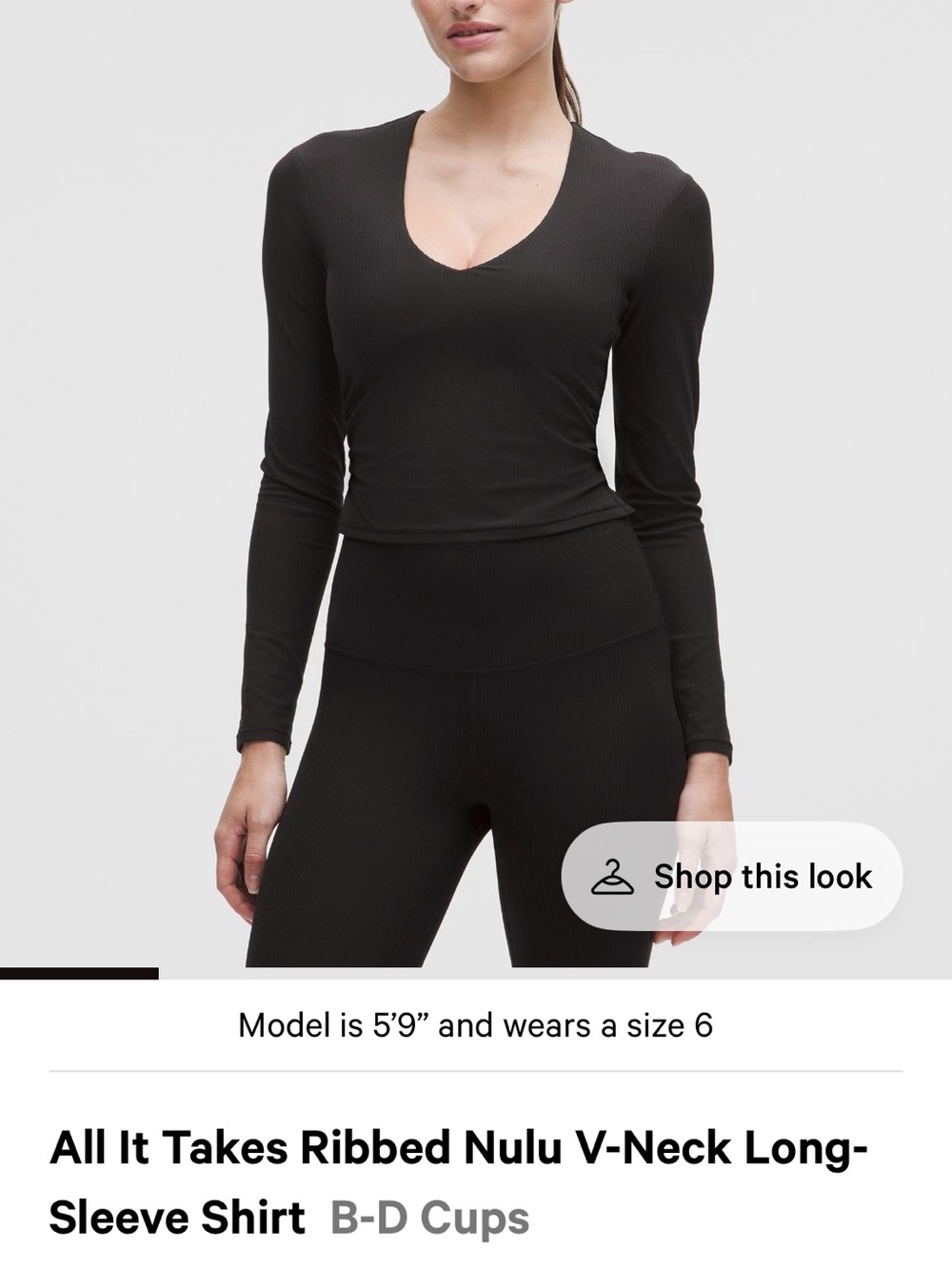 Lululemon all it takes  Sleeve Ribbed V-Neck Top. B-d cup